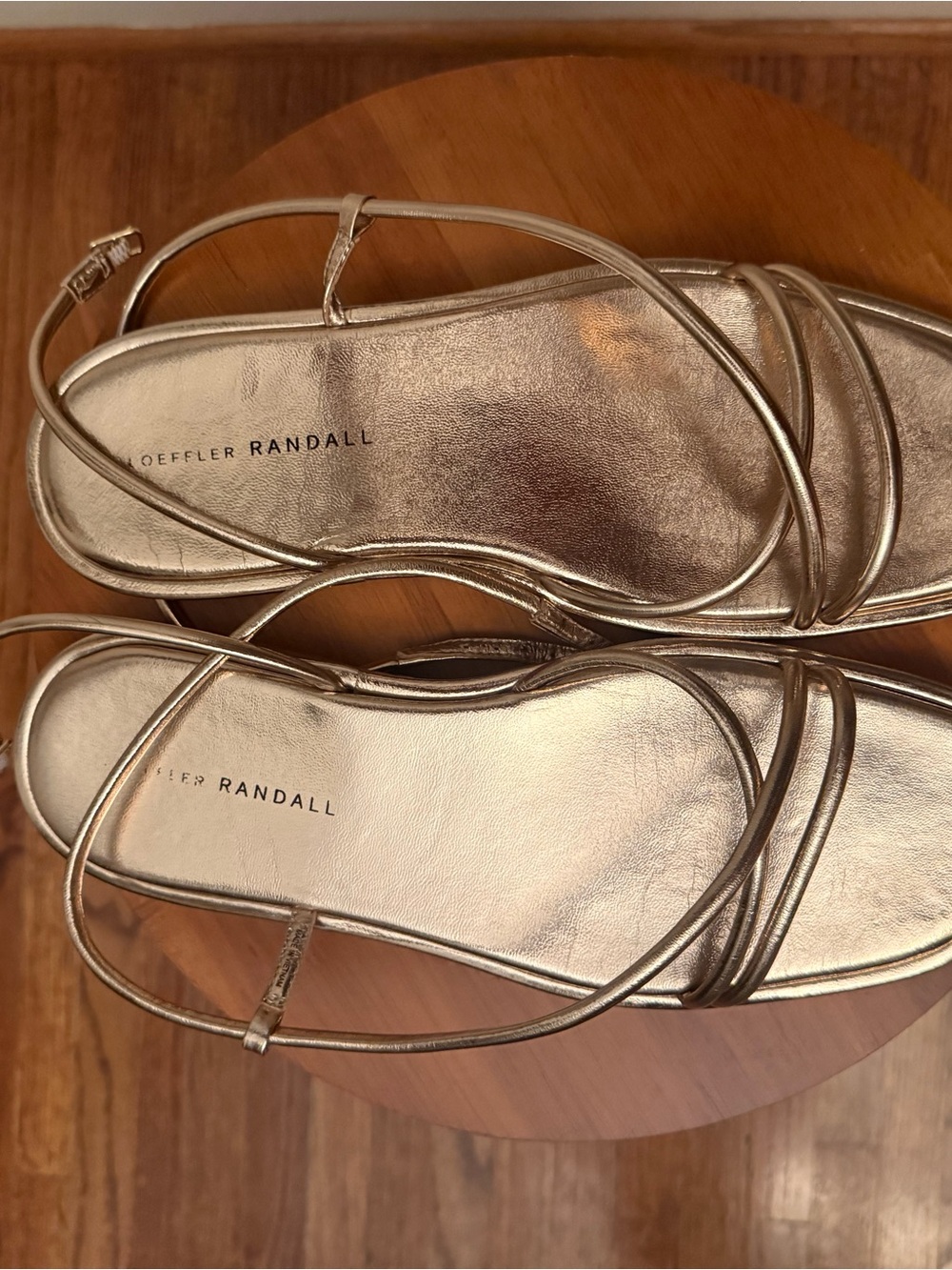 Loeffler Randall Metallic Gold Strappy Sandals